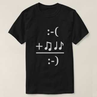 La música me hace la camisa feliz del texto
