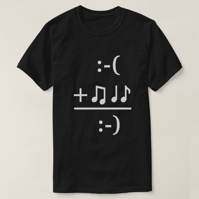 La música me hace la camisa feliz del texto (Diseño del anverso)
