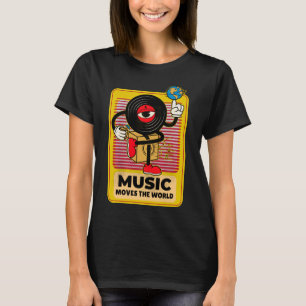 La música mueve la camiseta de arte vintage del m