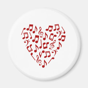 La música observa el imán del corazón (rojo)