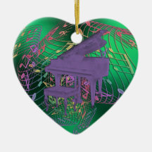 La música púrpura del piano observa el ornamento