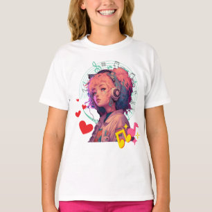 La música sólo vibra la camiseta - Chica de anime