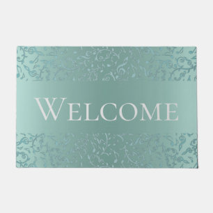 La música verde azul claro observa el felpudo