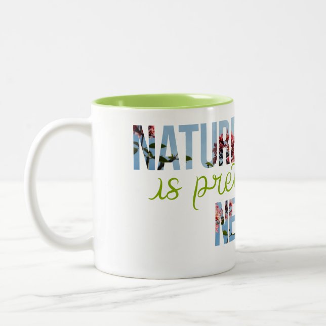 La "naturaleza es" taza interior verde aseada (Izquierda)