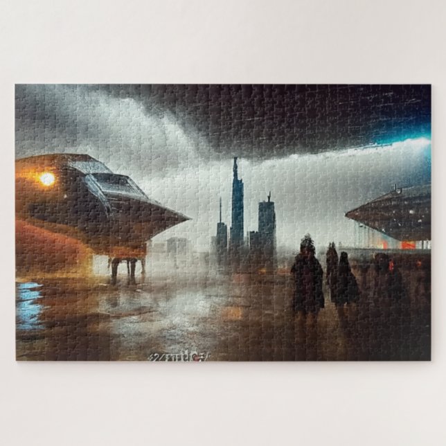 La nave espacial en el rompecabezas de la ciudad f (Horizontal)