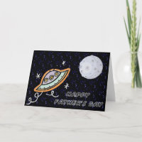 La nave espacial y la luna - Tarjeta feliz del día