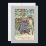 La Navidad de los papás ventilado en el bosque de<br><div class="desc">Ornato en morado y plata,  el viejo mundo Padre Navidad lleva regalos a través de un bosque nevado. El color de fondo es modificable. Atrás se muestran gráficos complementarios personalizados y campos de texto editables.</div>