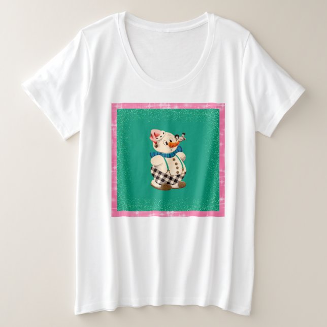 La Navidad de Snowman Vintage en blanco (Anverso del diseño)