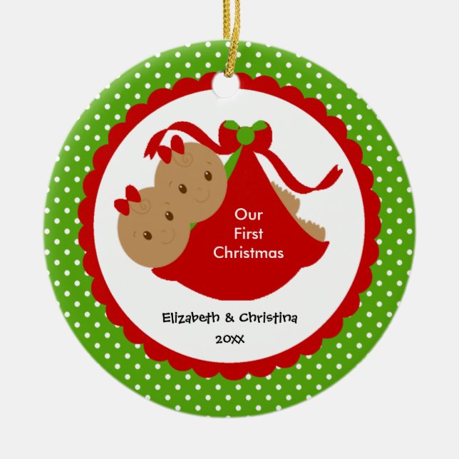 La niña hermana el primer ornamento del navidad (Frente)