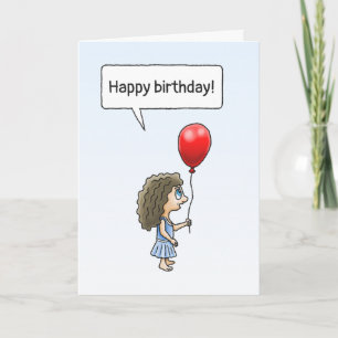 La niña y el globo rojo Tarjeta de cumpleaños