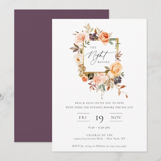 La noche anterior a la invitación floral de otoño (Anverso / Reverso)