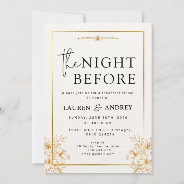 La Noche Antes de la Invitación de Boda (Anverso)