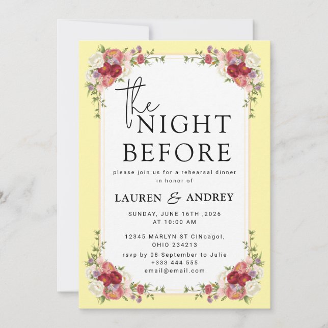 La Noche Antes de la Invitación de Boda (Anverso)