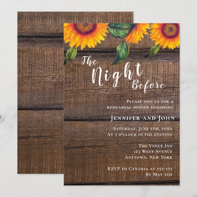 La noche antes del ensayo de la invitación a cenar (Anverso / Reverso)