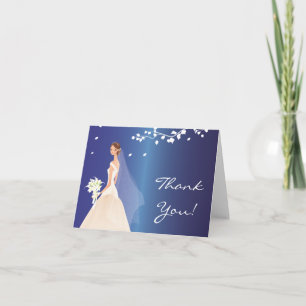 La novia azul elegante le agradece tarjeta de nota