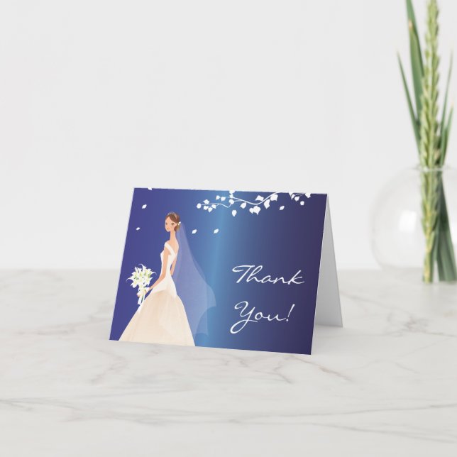 La novia azul elegante le agradece tarjeta de nota (Anverso)
