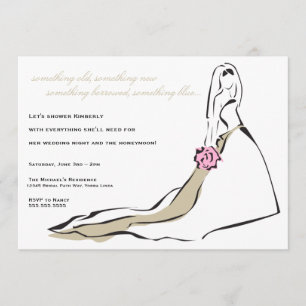 La novia clásica con la invitación rosada del ramo