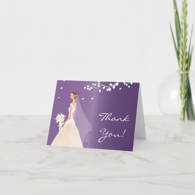 La novia púrpura elegante le agradece tarjeta de (Anverso)