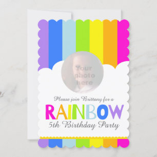 La nube de fotos del arco iris infantil Invitación