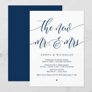 La nueva Sra y Sr, Invitación de Boda y Huida