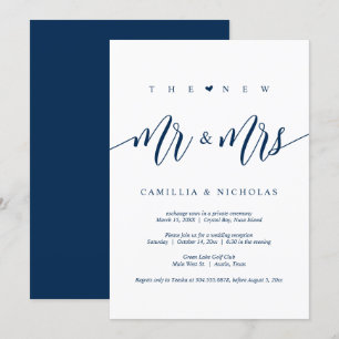 La nueva Sra y Sr, Invitación de bodas y fiesta de