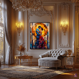 La obra de arte en mosaico de vidrio teñido El Bes