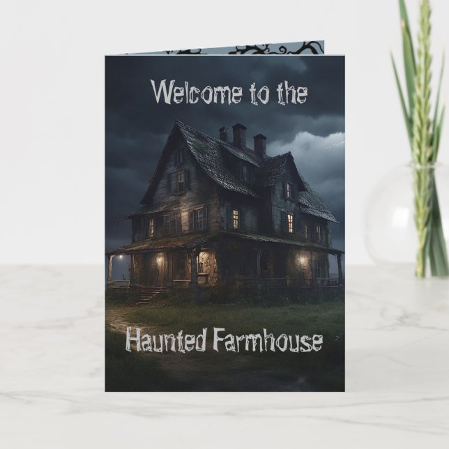 La obsesionada tarjeta de Halloween de Farmhouse (Anverso)