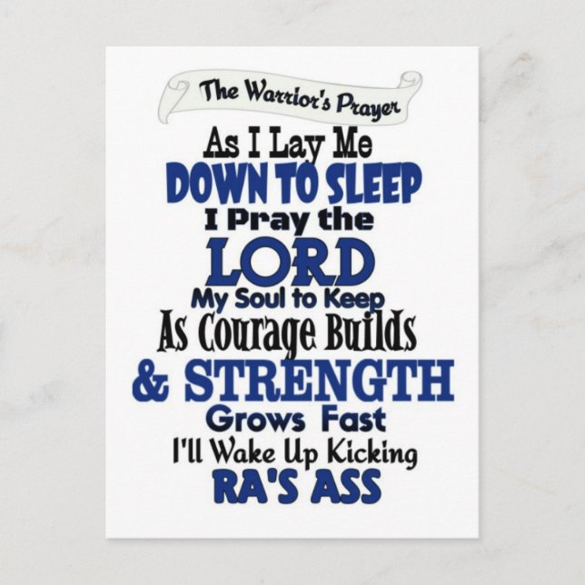 La oración del guerrero...RA Tarjeta postal (Anverso)