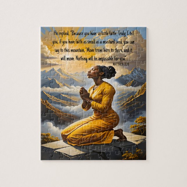 La oración mueve montañas rompecabezas de fe (Vertical)