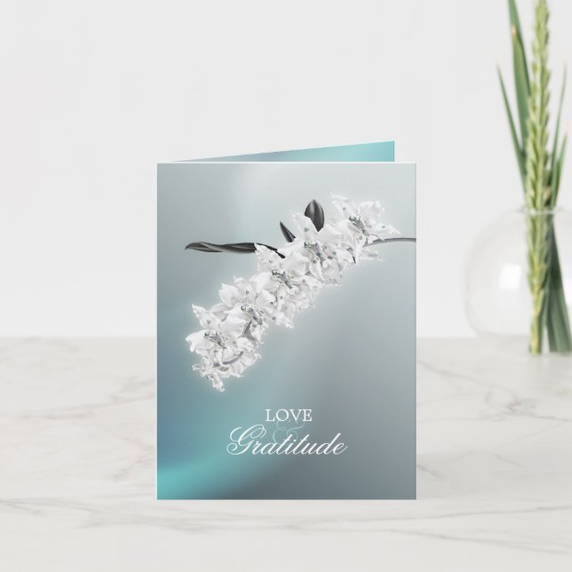 La orquídea blanca - gracias tarjeta de nota de la (Anverso)