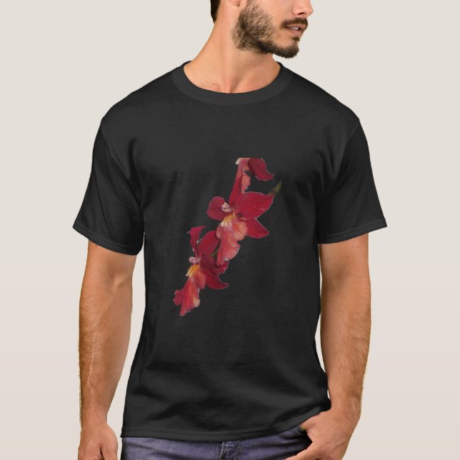 La orquídea roja florece la camiseta (Anverso)