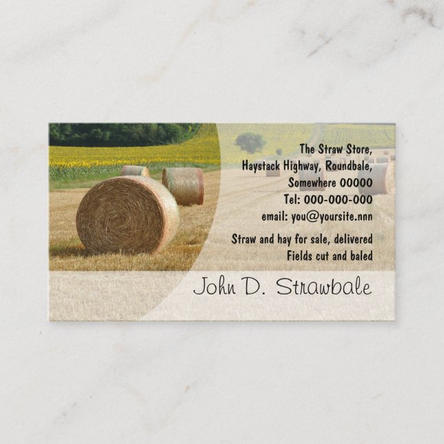 La paja redonda embala la tarjeta de visita (Anverso)