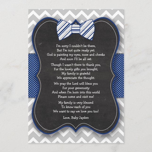 La pajarita Baby Shower le agradece las notas con (Anverso)