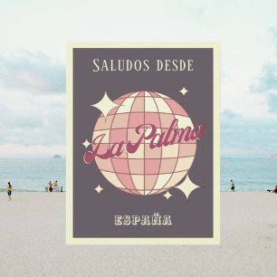 La Palma Isla España vintage disco púrpura postal