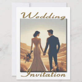 La pareja de la invitación a la boda al atardecer