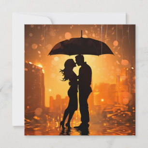 la pareja en sombra de amor se queda en la lluvia