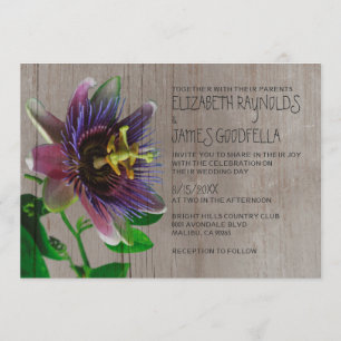 La pasión rústica florece invitaciones de la boda
