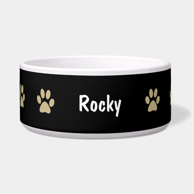 La pata imprime el cuenco grande del perro (Frente)