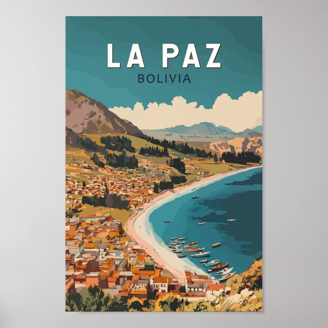 La Paz Bolivia Ilustracion Viaje Arte Vintage (Frente)