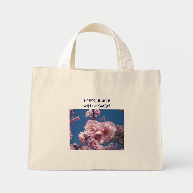 ¡La paz comienza con una sonrisa! Bolsa de mano Fl (Frente)