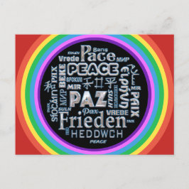 La paz cromada de la postal arcoiris en varios idi