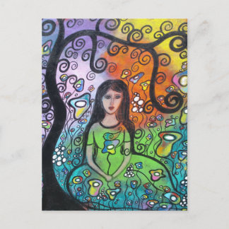 La paz dentro de la mujer en la tarjeta postal de 