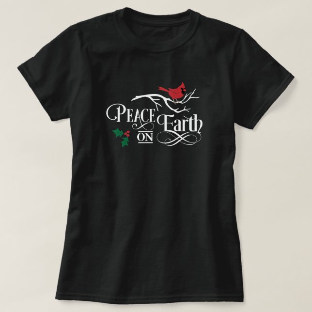 La paz en la tierra al Navidad acribillar camiseta (Diseño del anverso)