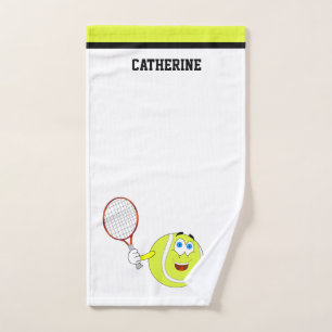 La pelota de tenis del dibujo animado se divierte