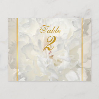 La peonía blanca Boda dorado número de tarjeta