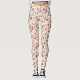 La Peonía Rosa y Blanca Florece Leggings Todo-Sobr