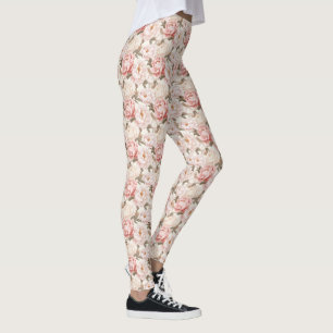 La Peonía Rosa y Blanca Florece Leggings Todo-Sobr