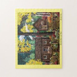 La pequeña cabina en el rompecabezas de los bosque