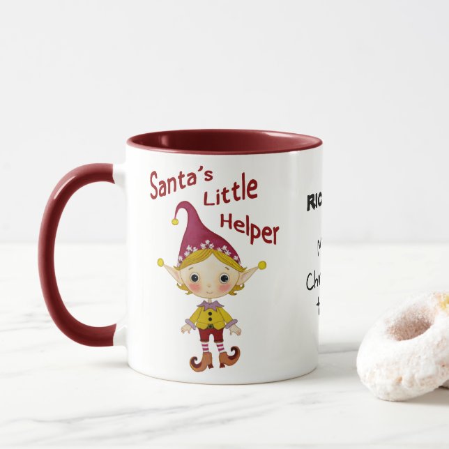 La pequeña taza de personalizado auxiliar de Santa (Con donut)