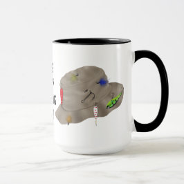 La pesca afortunada del papá se divierte la taza